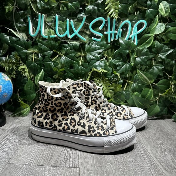 Converse Lift Hi Top Platform Cheetah Leopard Print Women's Size 9 - Picture 1 of 10